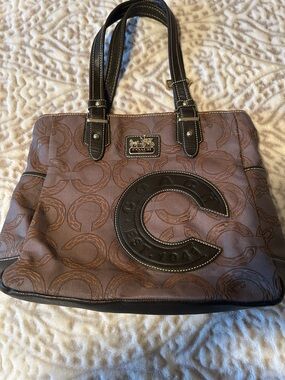 Coach Brown Signature 'C' Tote with Dark Trim